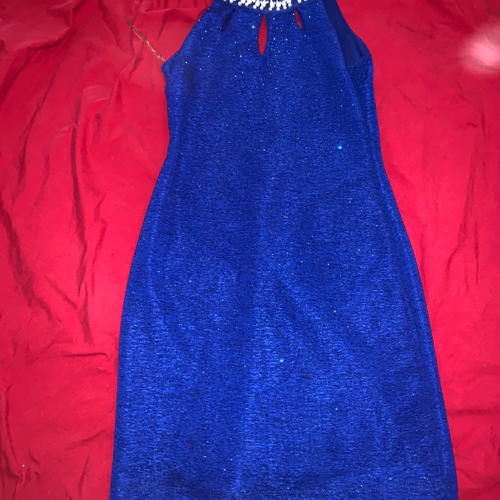 Teeze Me Blue Royal Sheath Sleeveless dress